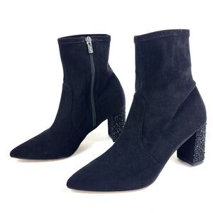 Jewel Badgley Mischka Jovanna rhinestone Ankle Boot in black microsuede size 6.5